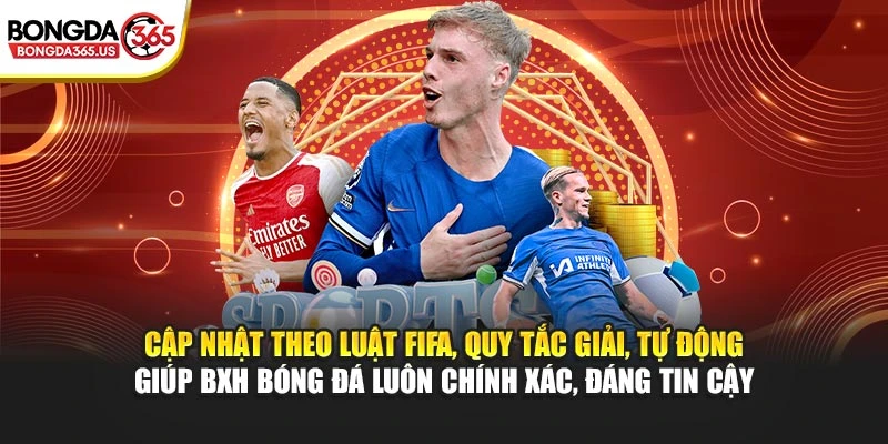 Cập nhật theo luật FIFA, quy tắc giải, tự động giúp BXH bóng đá luôn chính xác, đáng tin cậy